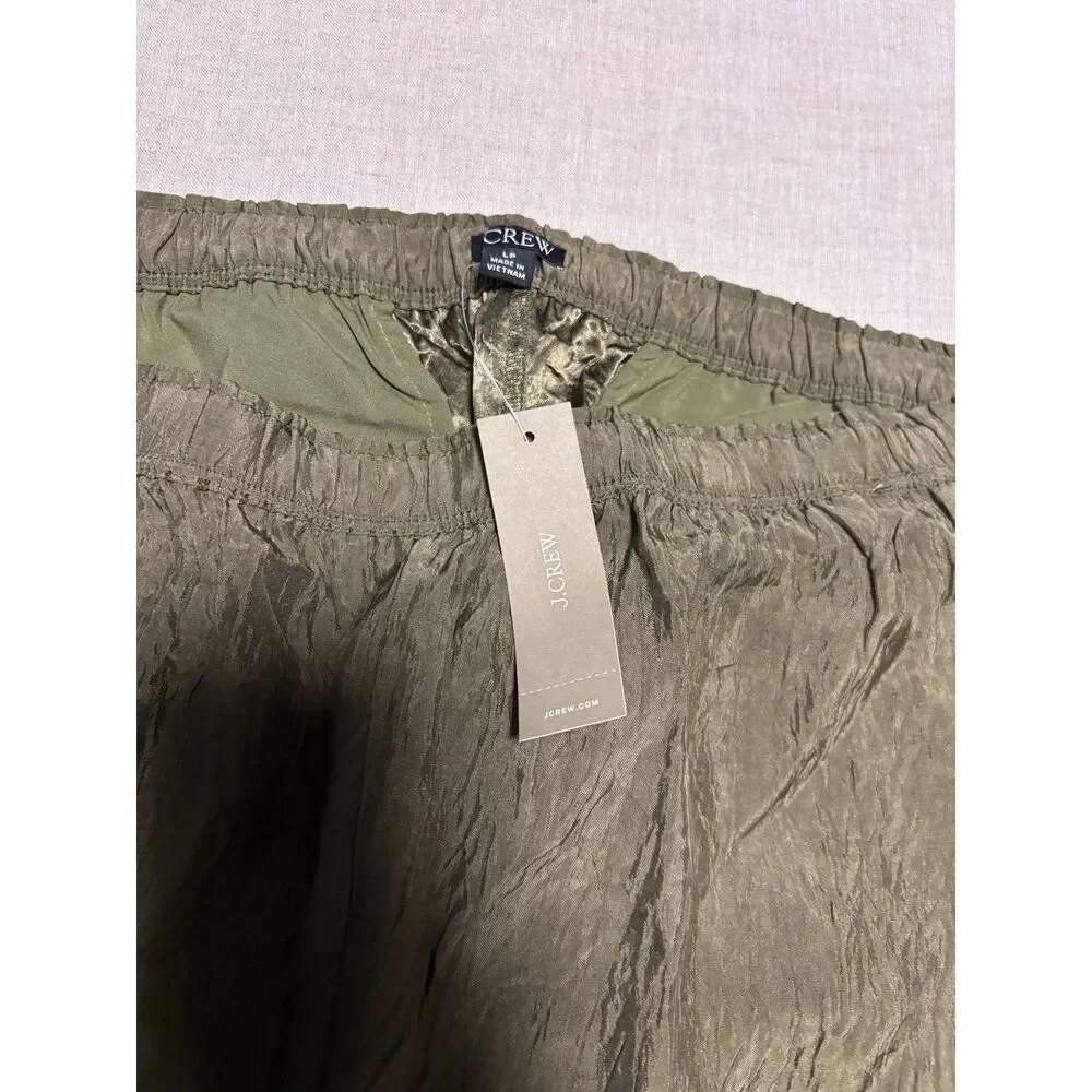 J. Crew Stratus Pant in Textured Satin Womens Size Large Petite Green NEW
